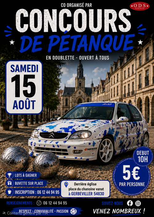 Concours de pétanque en Doublette - Gerbéviller