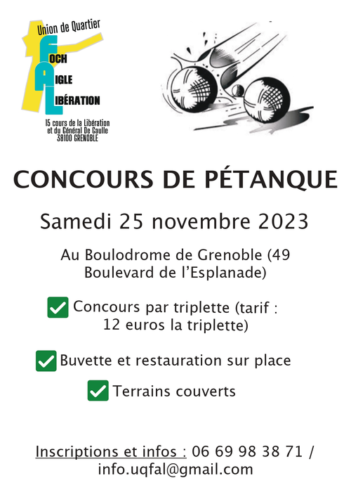 Concours de pétanque en Triplette - Grenoble