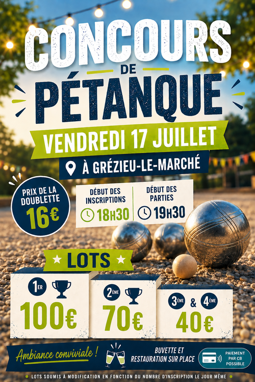 Concours de pétanque en Doublette - Grézieu-le-Marché