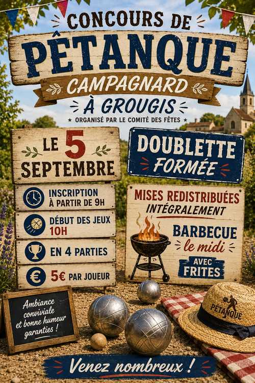 Concours de pétanque en Doublette - Grougis