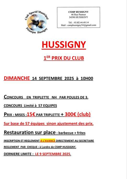Concours de pétanque en Triplette - Départemental - Hussigny-Godbrange