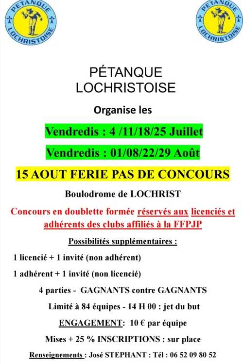 Concours de pétanque en Doublette - Inzinzac-Lochrist