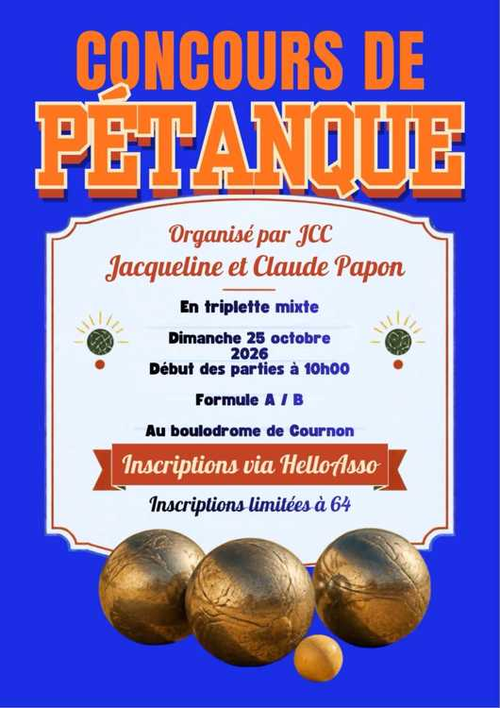 Concours de pétanque en Triplette Mixte - Départemental - JCC