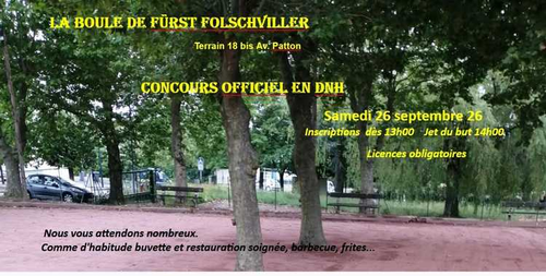 Concours de pétanque en Doublette - Départemental - LA BOULE DE FURST – FOLSCHVILLER