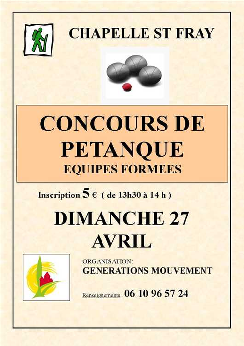 Concours de pétanque en En équipe - La Chapelle-Saint-Fray