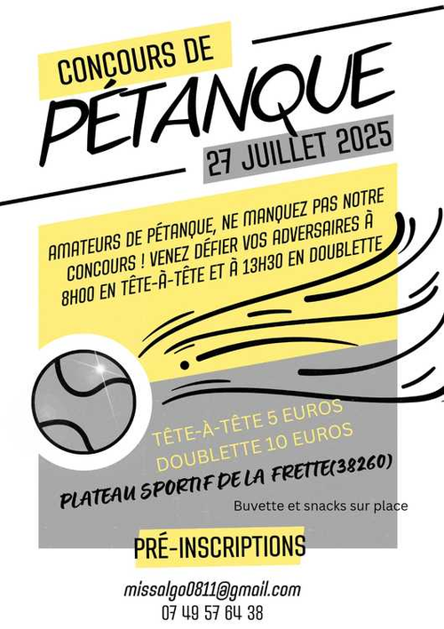 Concours de pétanque en Tête à tête - La Côte-Saint-André