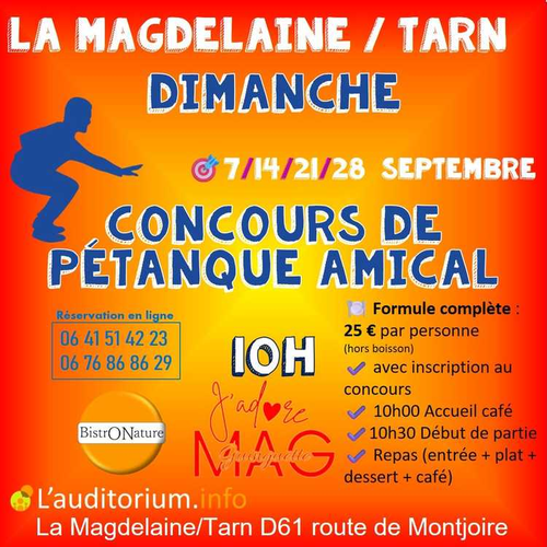 Concours de pétanque en Doublette - La Magdelaine-sur-Tarn