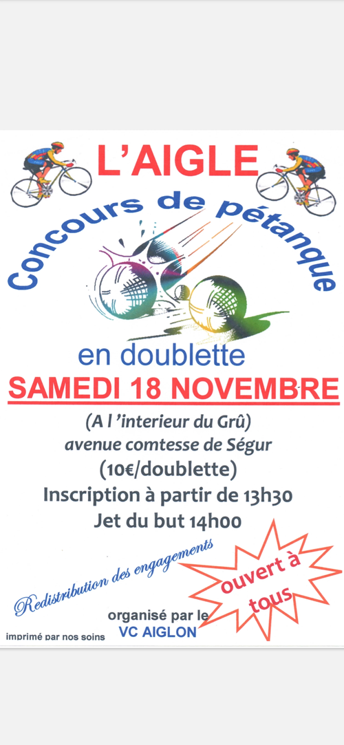 Concours de pétanque en Doublette - L'Aigle