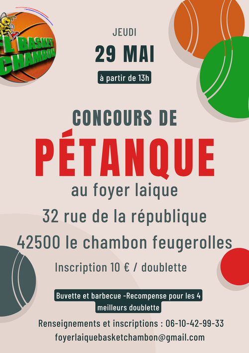 Concours de pétanque en Doublette - Le Chambon-Feugerolles