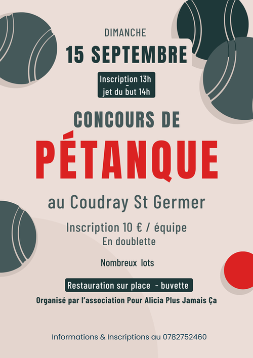 Concours de pétanque en Doublette - Le Coudray-Saint-Germer