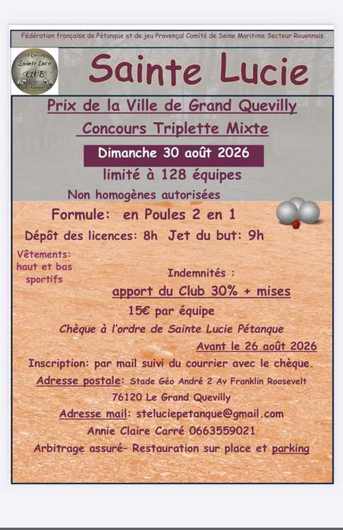 Concours de pétanque en Triplette Mixte - Le Grand-Quevilly