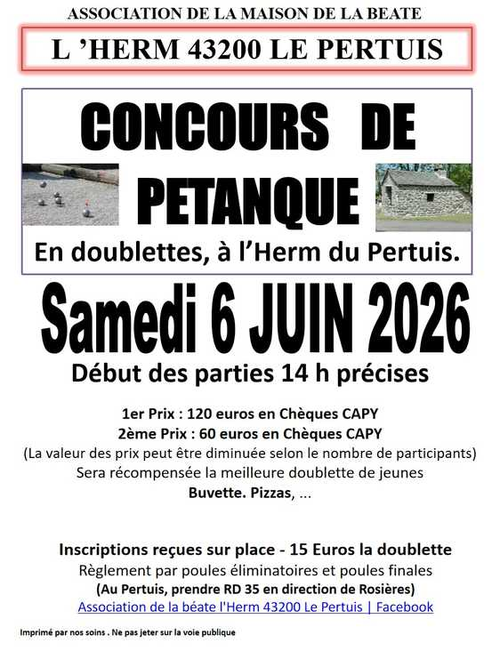 Concours de pétanque en Doublette - Le Pertuis