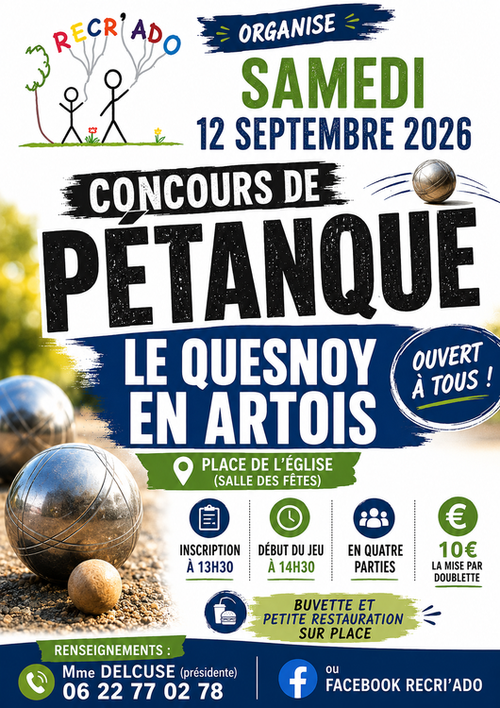 Concours de pétanque en Doublette - Le Quesnoy-en-Artois