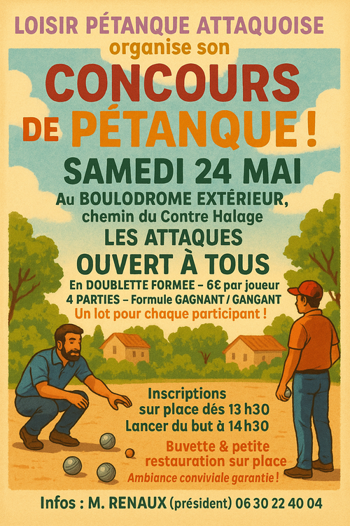 Concours de pétanque en Doublette - Les Attaques