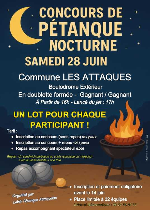 Concours de pétanque en Doublette - Les Attaques