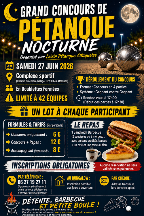 Concours de pétanque en Doublette - Les Attaques
