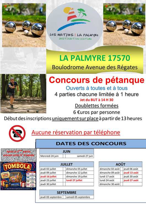 Concours de pétanque en Doublette - Les Mathes