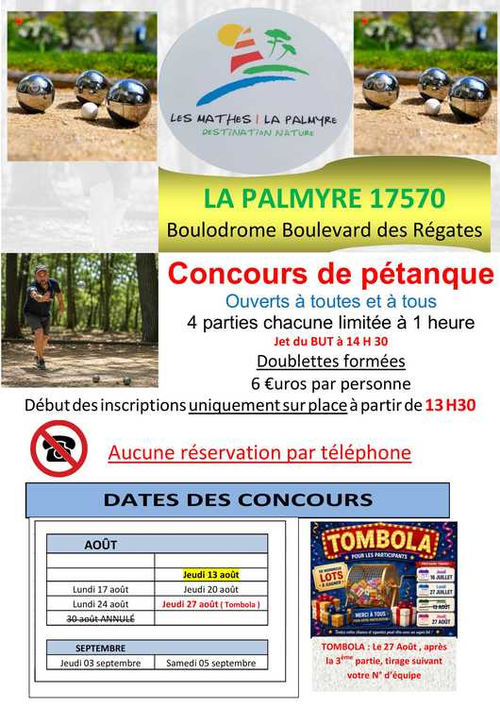 Concours de pétanque en Doublette - Les Mathes