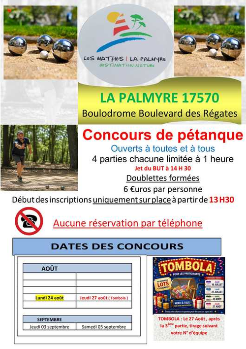 Concours de pétanque en Doublette - Les Mathes