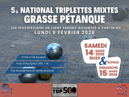 Concours de pétanque en Triplette Mixte - National TOP 500 - Grasse