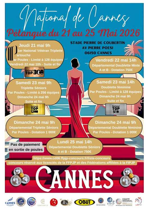 Concours de pétanque en Triplette - National TOP 1000 et + - Cannes