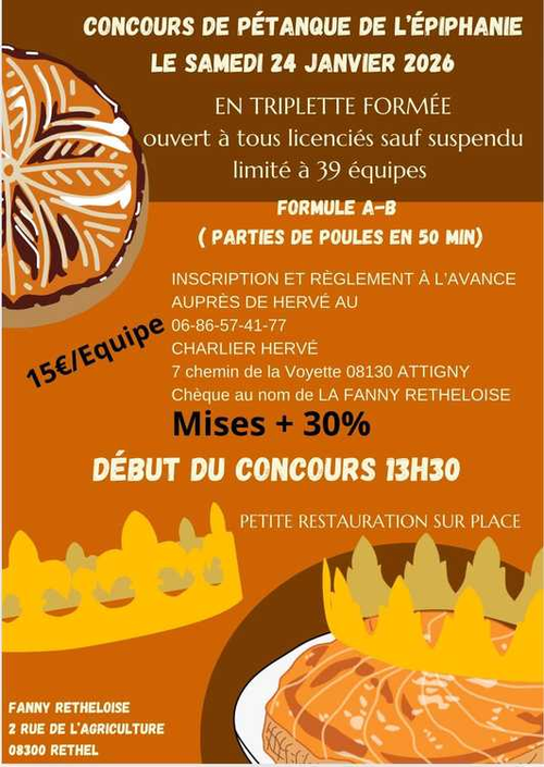 Concours de pétanque en Triplette - Départemental - La Fanny Retheloise