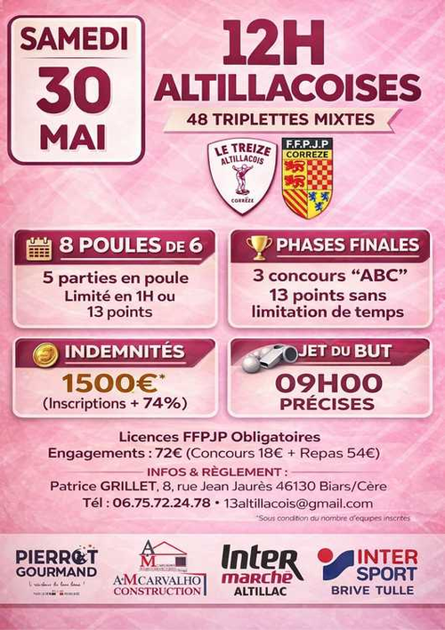 Concours de pétanque en Triplette Mixte - Grand Prix - ALTILLAC