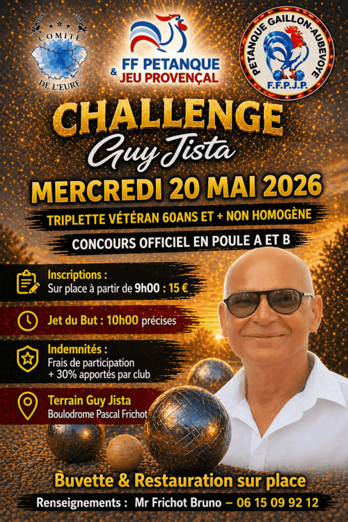 Concours de pétanque en Triplette - Départemental - GAILLON