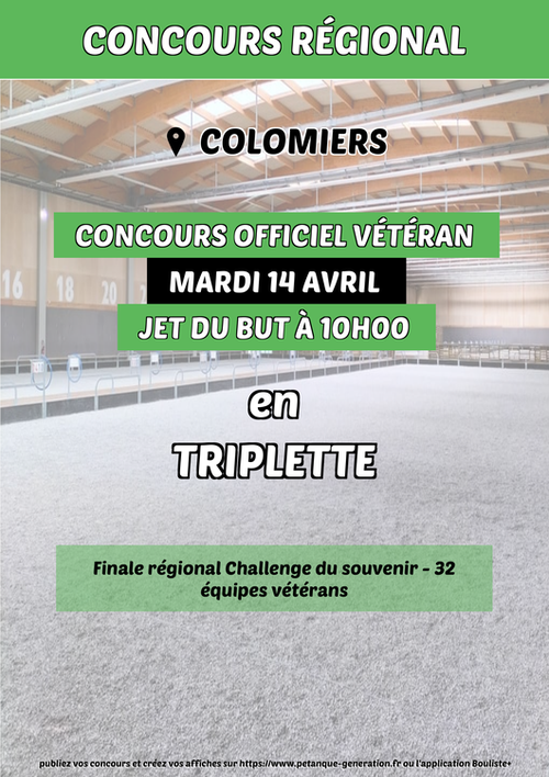 Concours de pétanque en Triplette - Régional - COLOMIERS