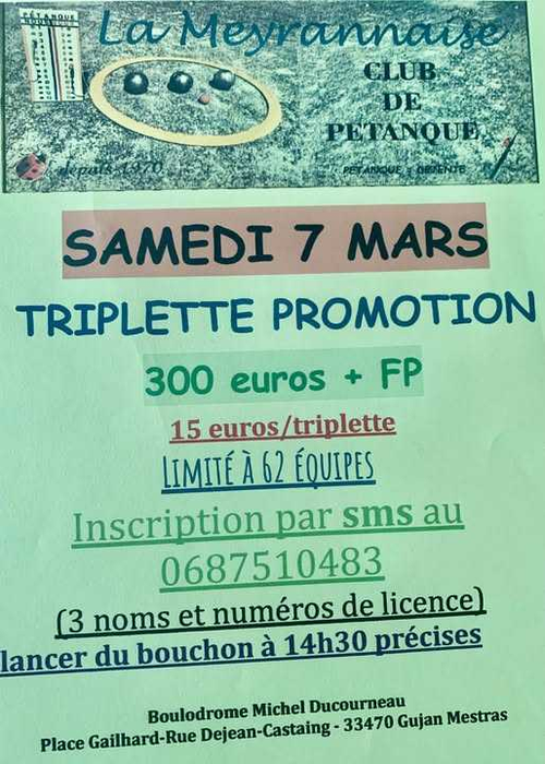 Concours de pétanque en Triplette - Départemental - Boule Saumossoise