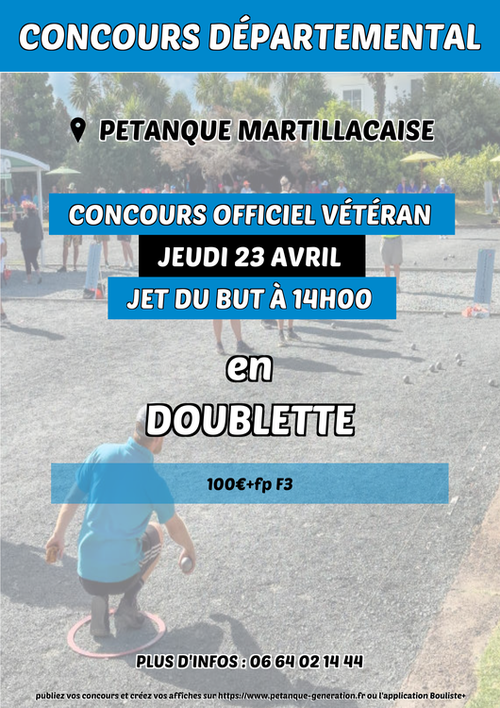 Concours de pétanque en Doublette - Départemental - Petanque Martillacaise
