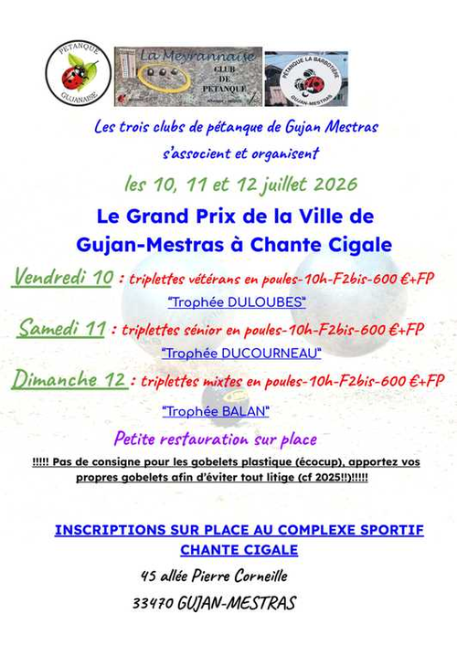 Concours de pétanque en Triplette - Départemental - Petanque gujanaise