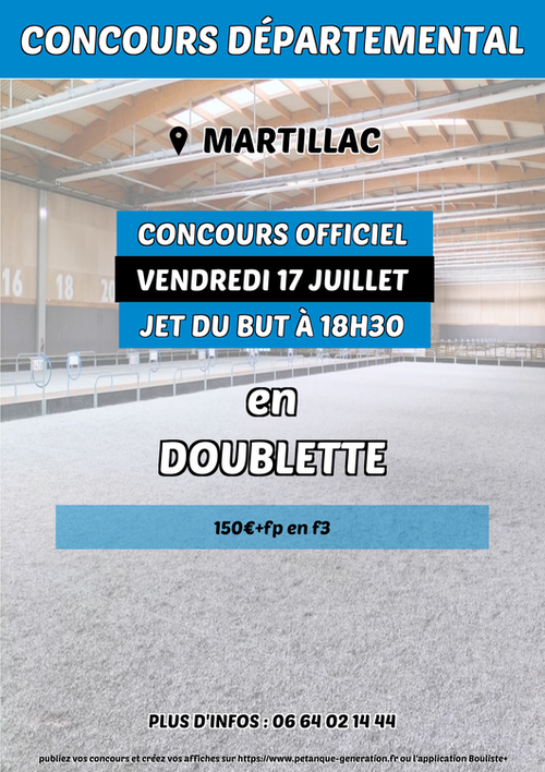 Concours de pétanque en Doublette - Départemental - martillac