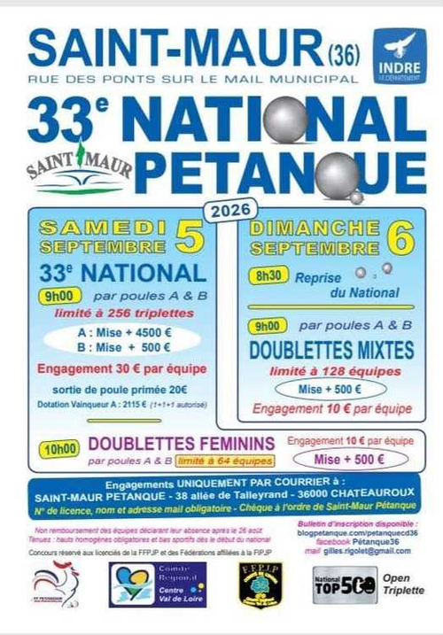 Concours de pétanque en Triplette - National TOP 500 - Saint Maur