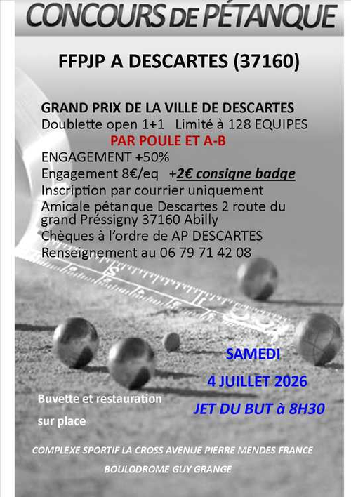 Concours de pétanque en Doublette - Départemental - Descartes
