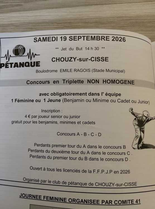 Concours de pétanque en Triplette - Départemental - Chouzy sur cisse