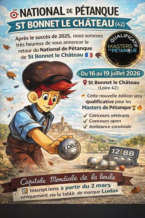 Concours de pétanque en Doublette - National TOP 1000 et + - Saint Bonnet Le Chateau