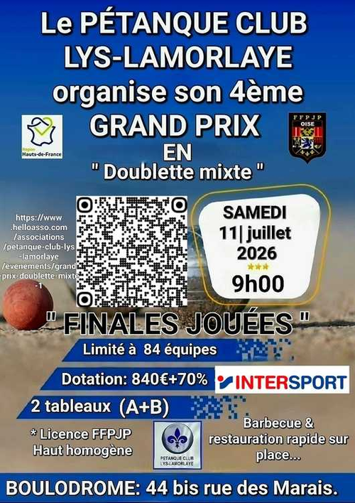 Concours de pétanque en Doublette Mixte - Départemental - LAMORLAYE