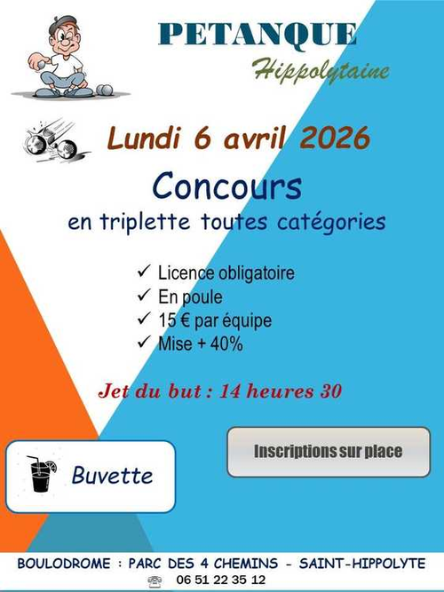 Concours de pétanque en Triplette - Départemental - ST HIPPOLYTE PETANQUE