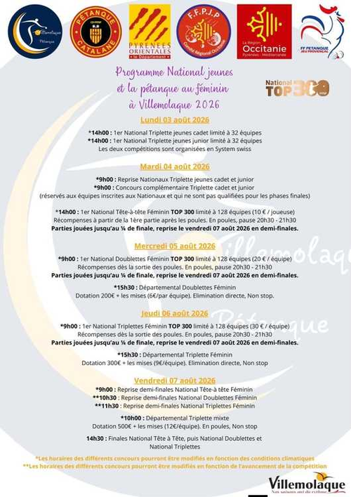 Concours de pétanque en Doublette - National TOP 300 - Villemolaque