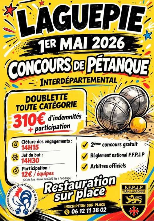 Concours de pétanque en Doublette - Départemental - Laguepie