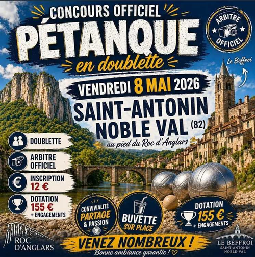 Concours de pétanque en Doublette - Départemental - St Antonin Noble Val