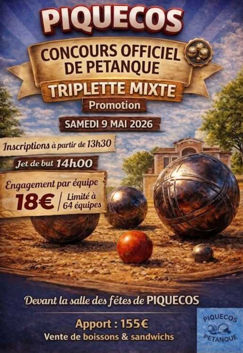 Concours de pétanque en Triplette Mixte - Départemental - Piquecos