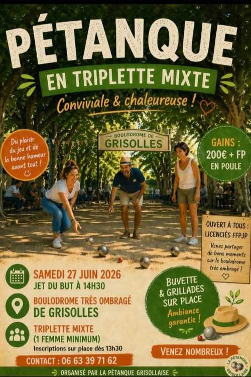 Concours de pétanque en Triplette Mixte - Départemental - Grisolles