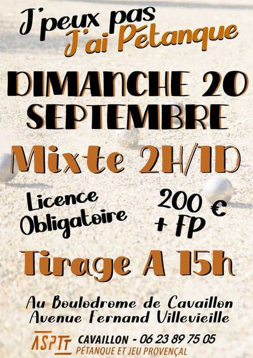 Concours de pétanque en Triplette Mixte - Départemental - ASPTT CAVAILLON