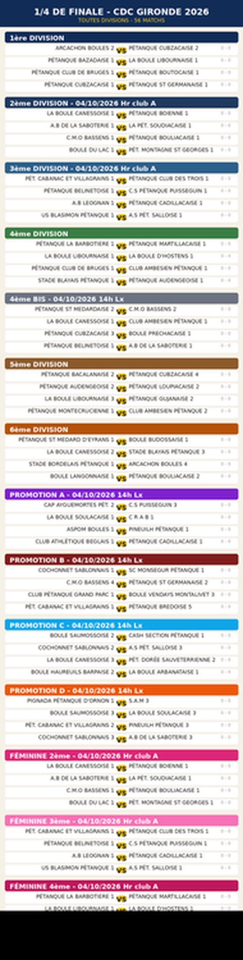 Concours de pétanque en En équipe - Championnat des clubs - Lieu non défini
