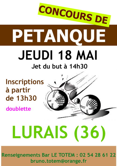Concours de pétanque en Doublette - Lurais