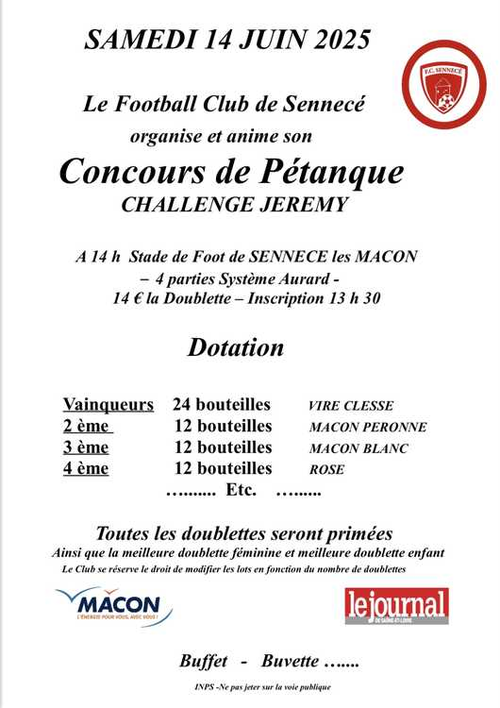 Concours de pétanque en Doublette - Mâcon