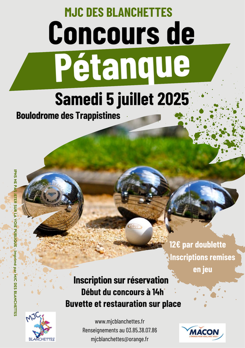 Concours de pétanque en Doublette - Mâcon