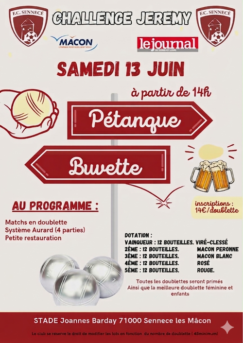Concours de pétanque en Doublette - Mâcon